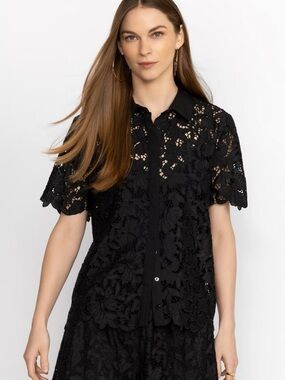 Johnny Was Kitt Lace Button Down Shirt - Small